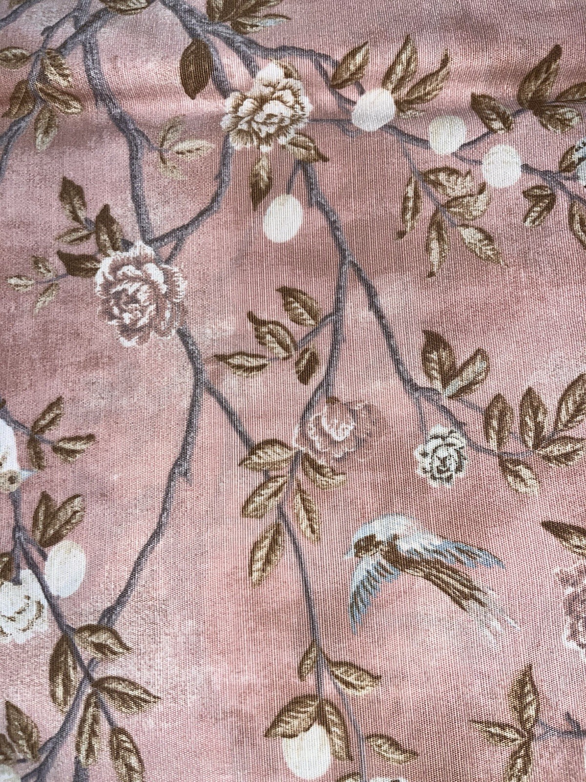 Laura Ashley Pink Chinoiserie Floral Bird Set of 2 Curtain Panels 38×84 in.