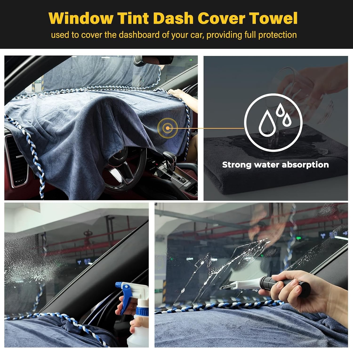 Window Tint Dash Cover Towel Absorbent Car Dashboard Protection Microfiber Towel