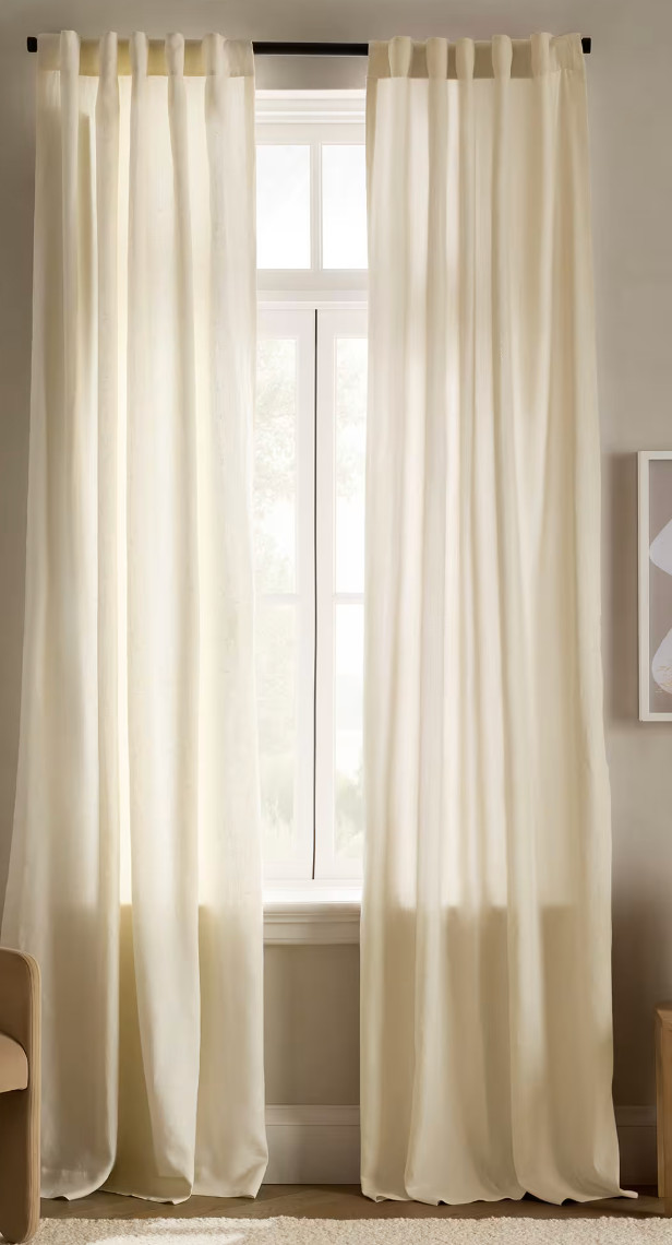 Quince European Linen Curtain Panel Ivory 48×84 Light Filtering Single NWOT