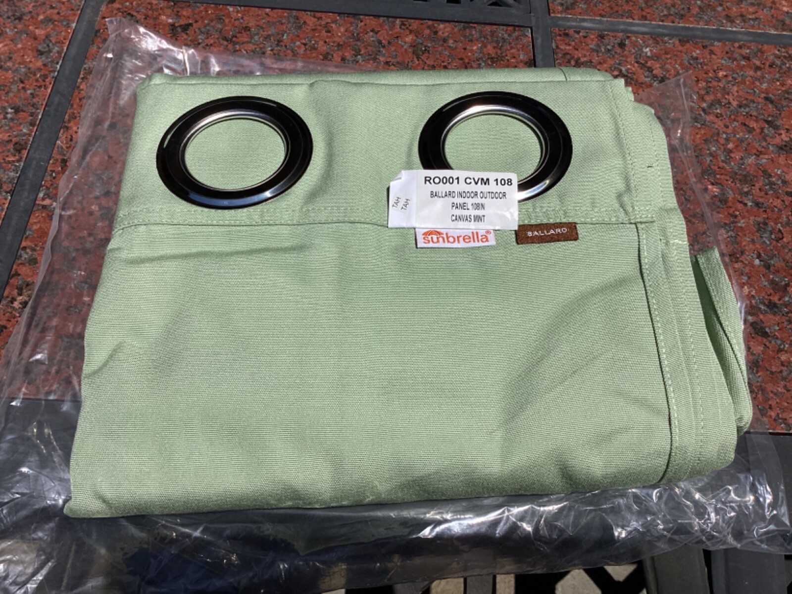 SET OF 2 $398 NWT Ballard Designs Mint Green Outdoor Sunbrella Curtains 50×108