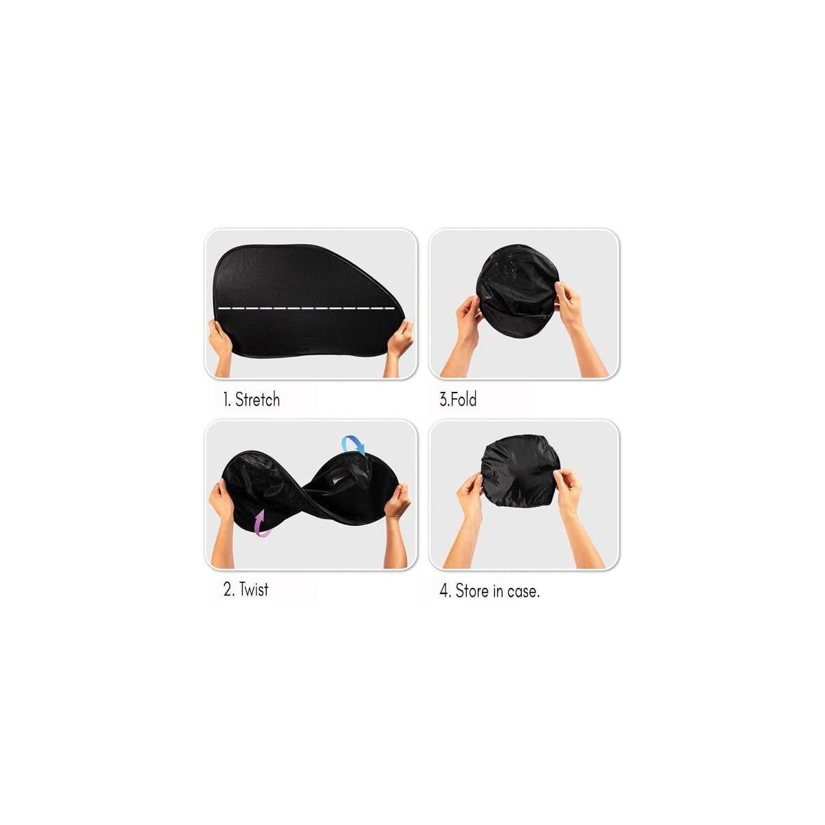 Side Window Cling On Sun Shades- 2-Pack Mesh Car Pop-Up Non Suction Cups