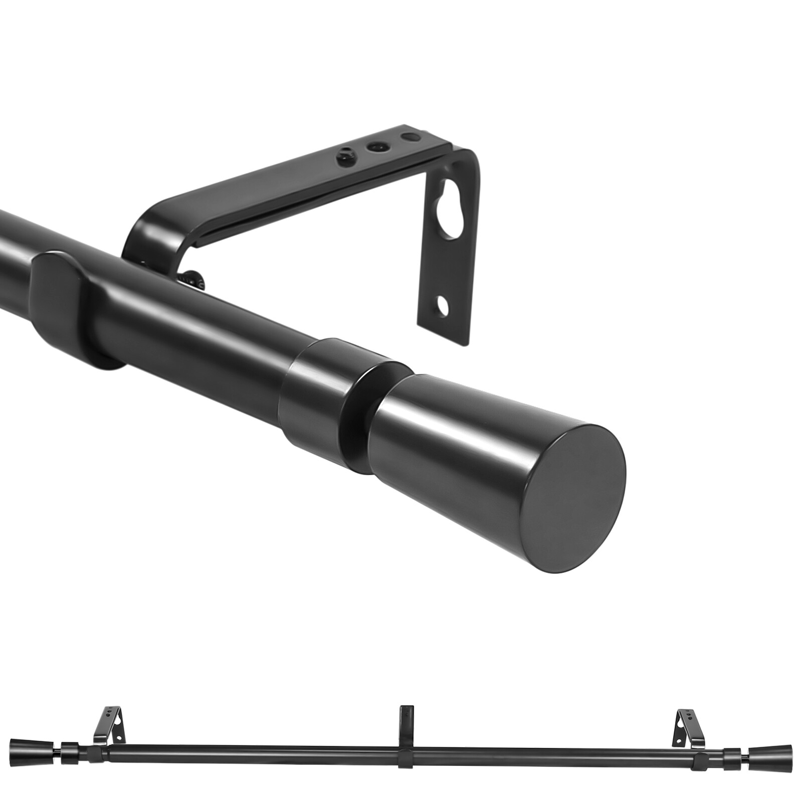 1“ Heavy Duty Window Rod with Aluminum End Cap, 28”-48“/48”-84“/84”-120”