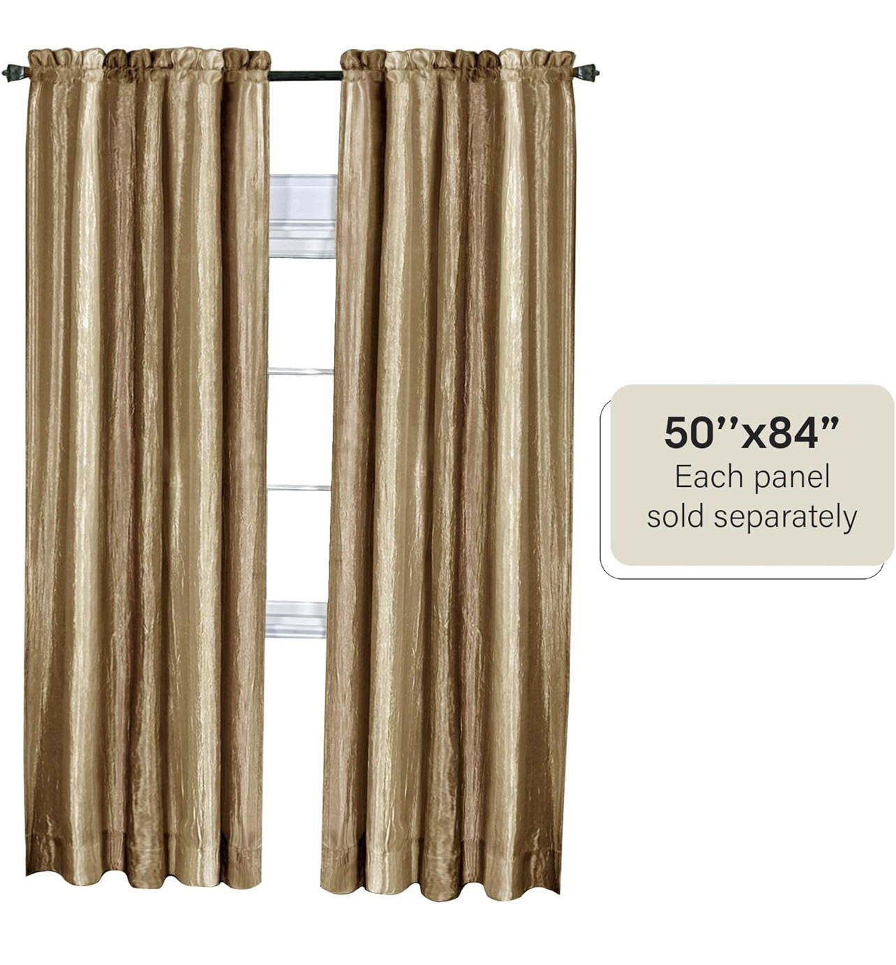 Ombre Panel Light Filtering Semi-Sheer Window Curtain – One 84” L X 50” W Panel