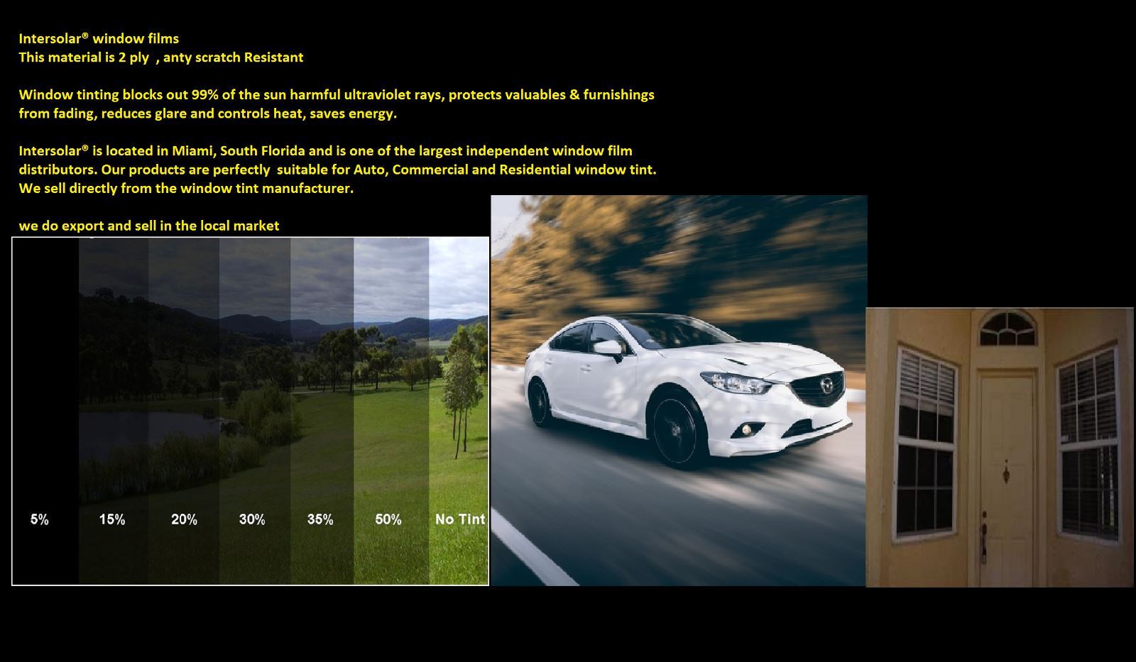 Uncut Roll Window Tint Film 2 ply Intersolar® Professional Material