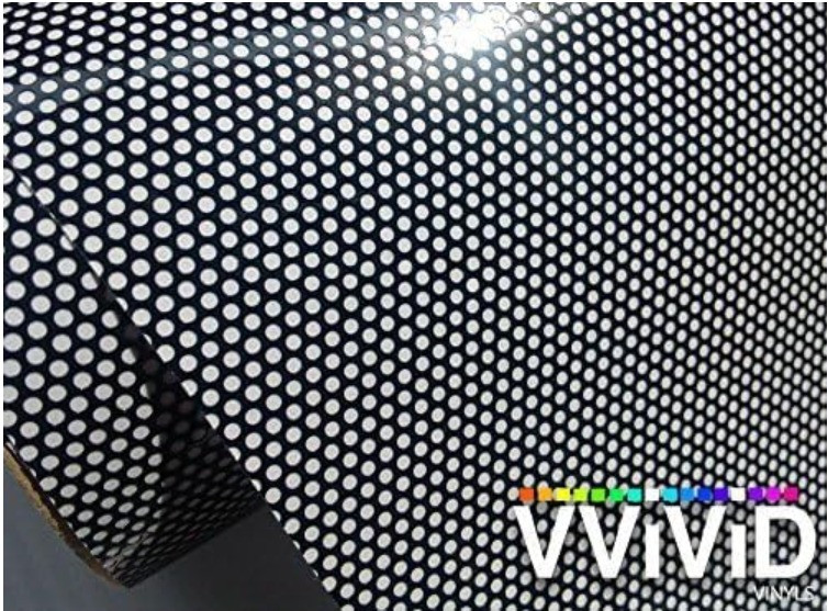 Black Perforated One-Way Vision Vinyl Automotive Window Wrap Roll (1.5ft x 4ft)
