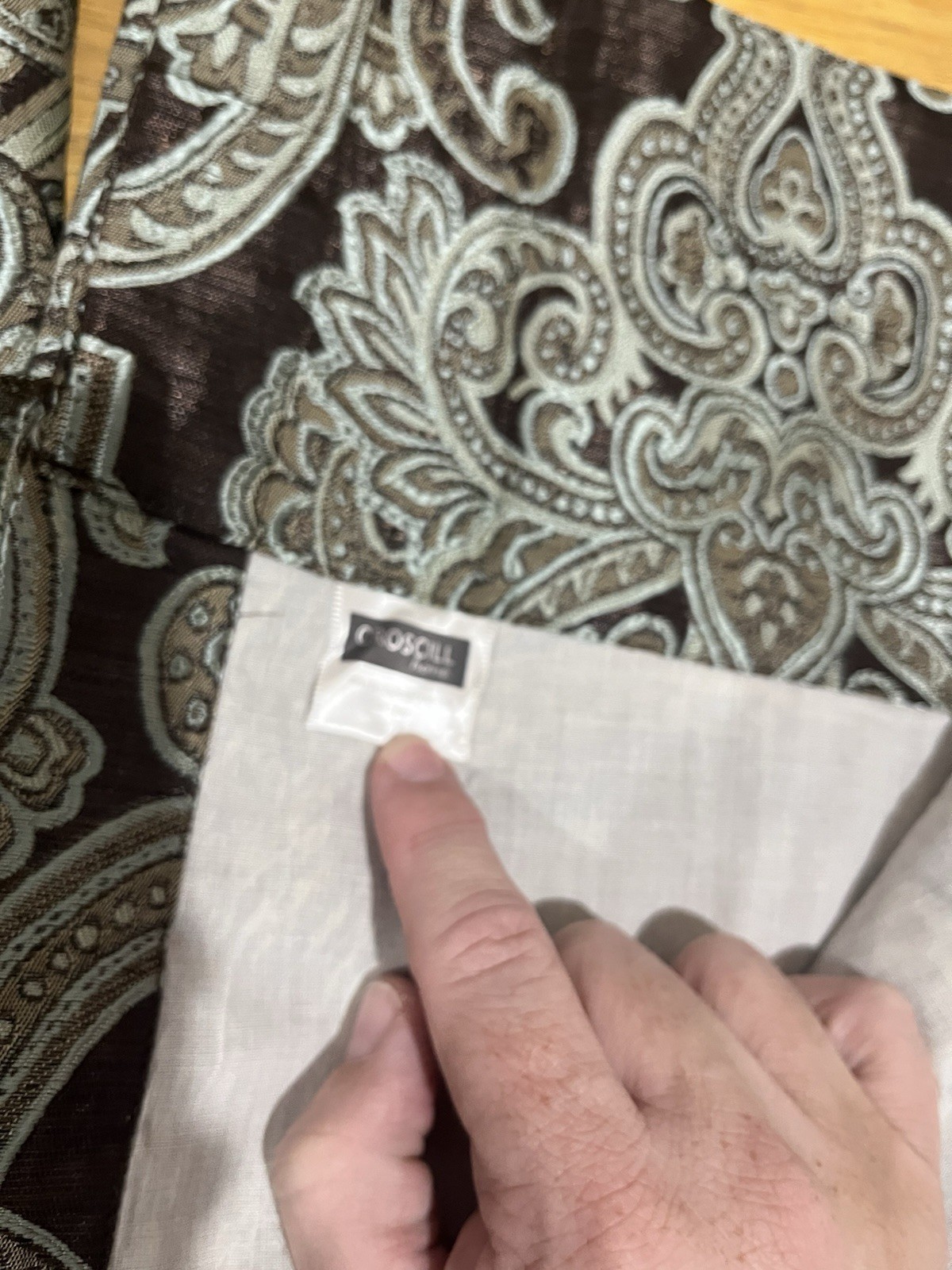 Croscill Chocolate Blue Medallion Royalton Curtain Panels Tiebacks 86×42″