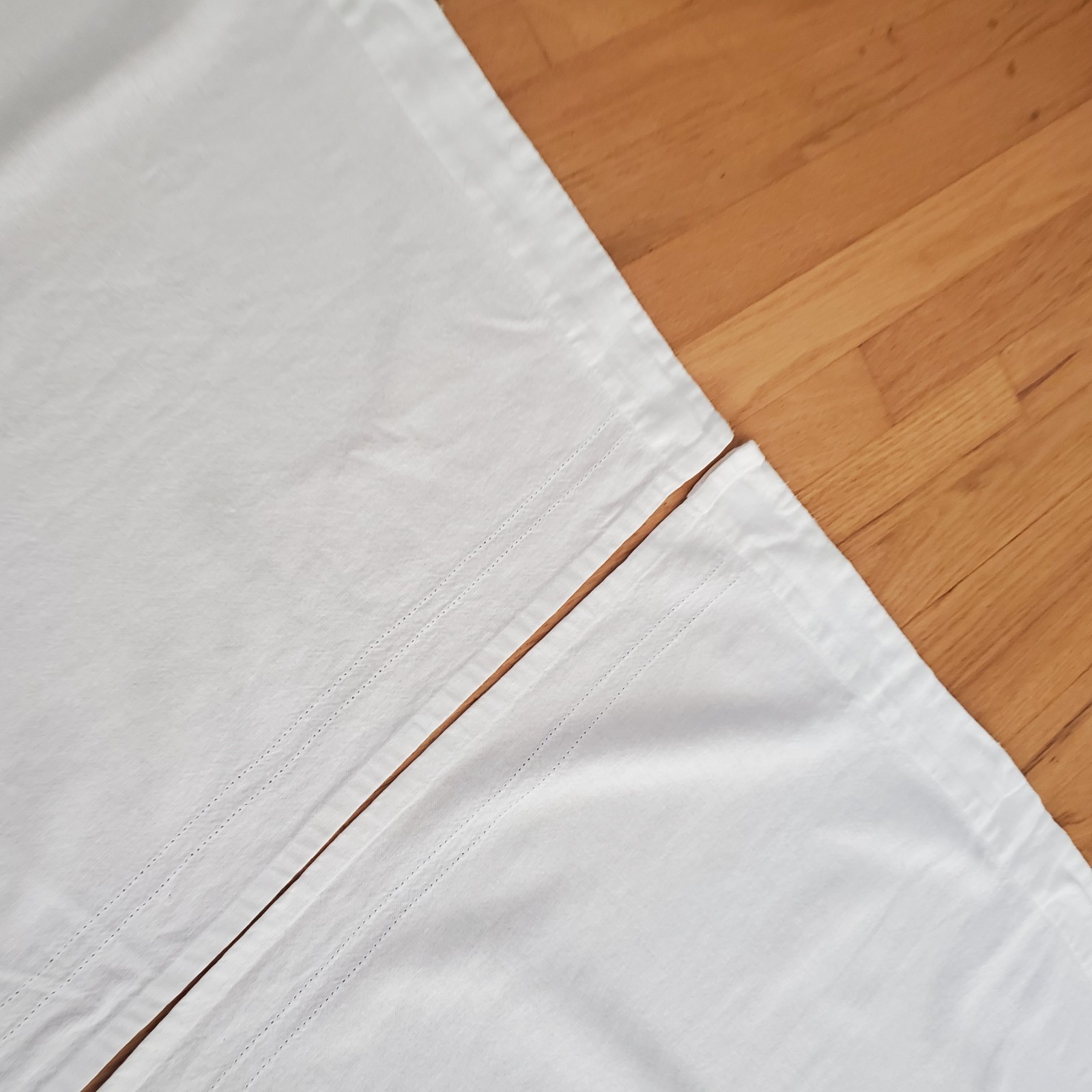 2 Vtg White Rod Pocket Curtain Panels Cotton or Linen 27×34″ Each 54″ Wide Total