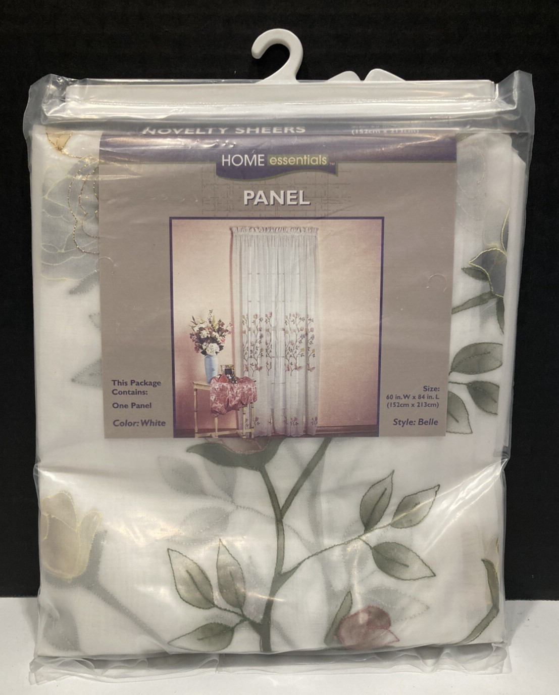Home Essentials Panel Curtains Belle Style White 60” x 84” NOS