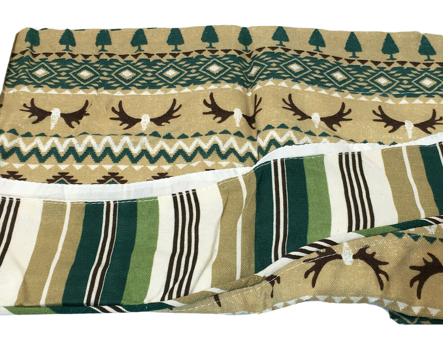 Colordrift Lodge Elements Forest Stripe Valance 58 x 18 Double Layer Green Brown