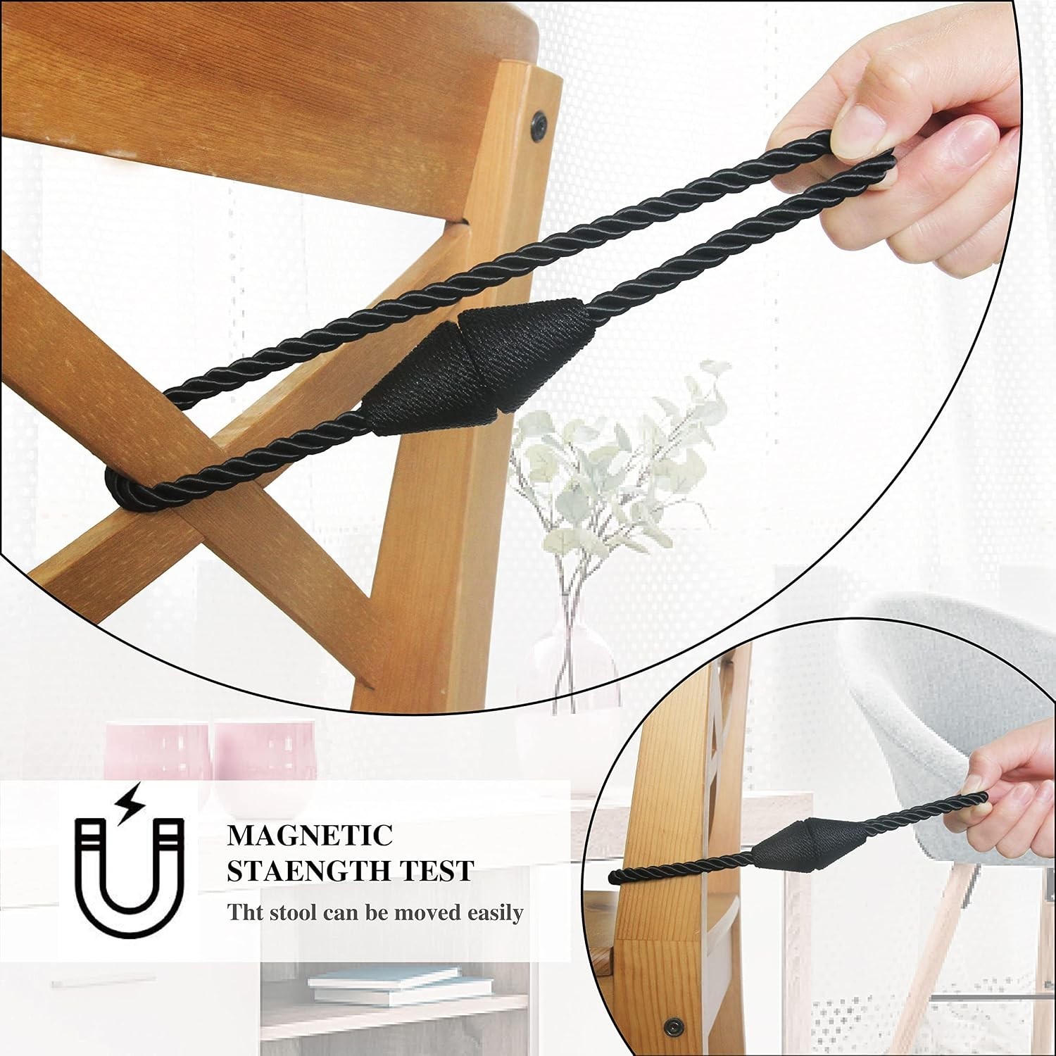 2 Pack Magnetic Curtain Tiebacks Rope Modern Handmade Curtain Tie Backs Decor…