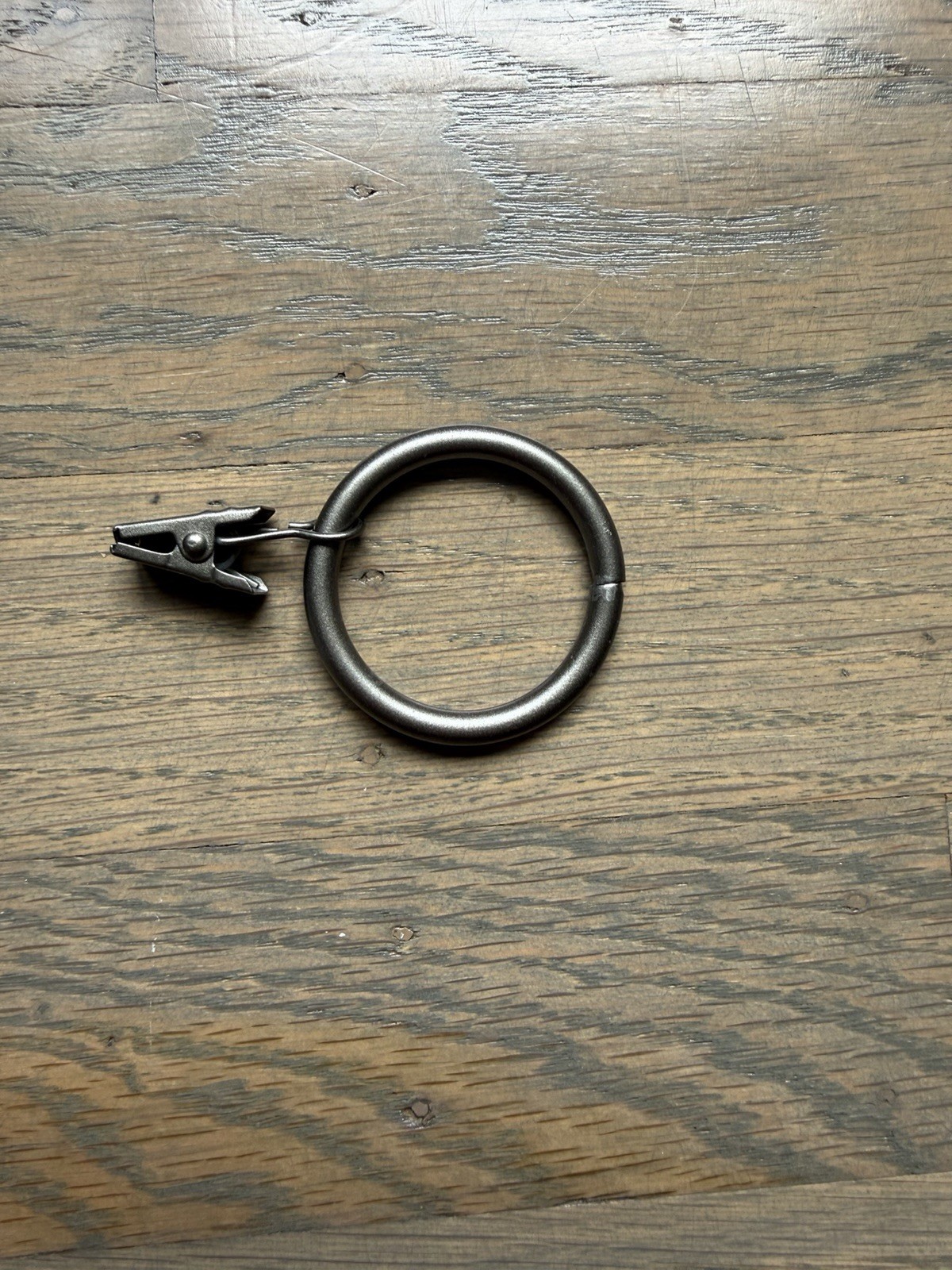 Round Clip Ring Curtain Rings Set of 28 Matte Pewter Gunmetal Drapery