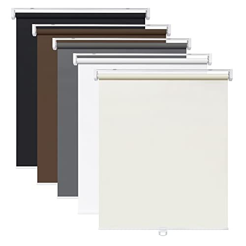 No Tools No Drill Cordless Roller Shades, 100%out Roller 20” W x 72” H Black