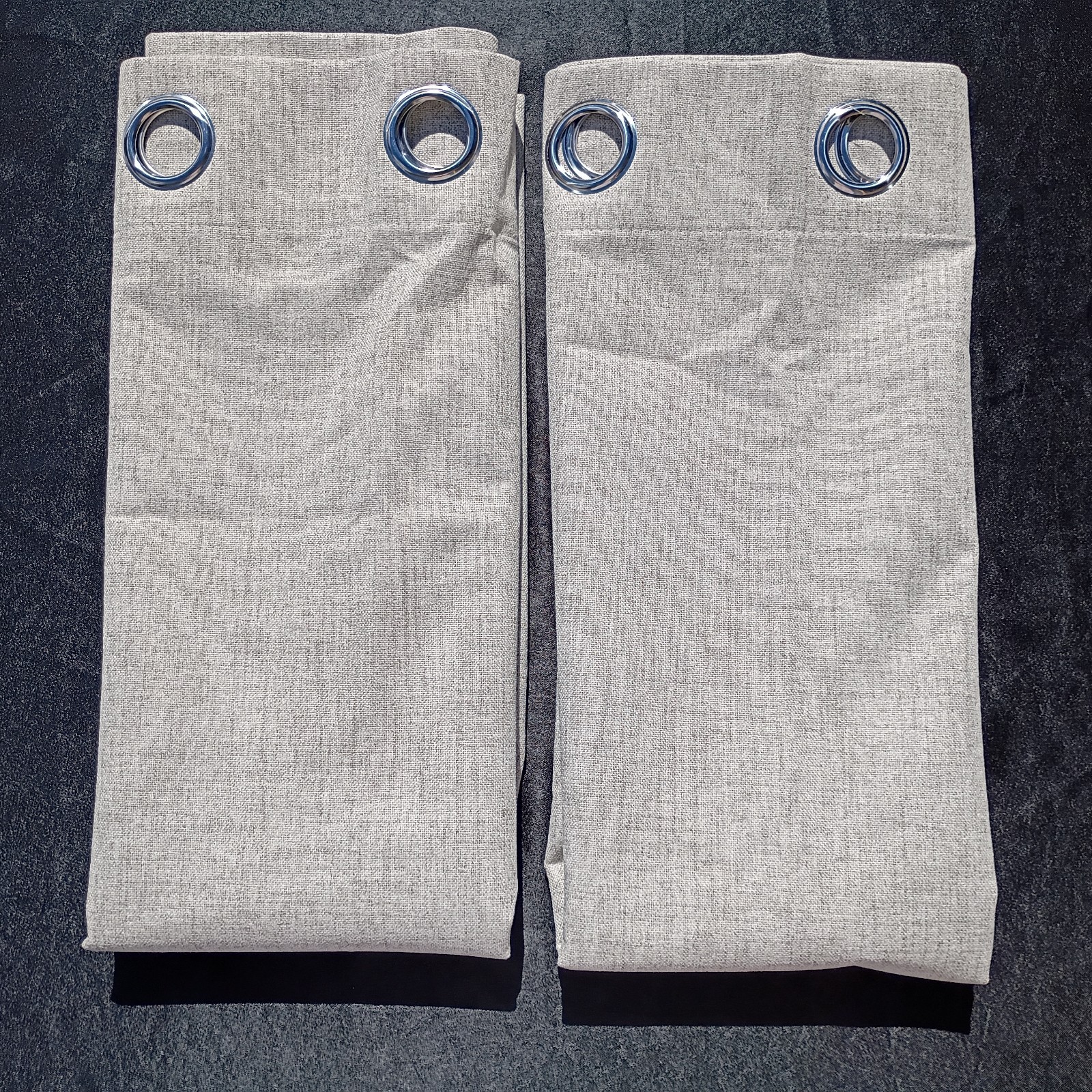 MIULEE Blackout Curtains Gray Tan Faux Linen 51 x 84 Curtain Panel Pair NEW