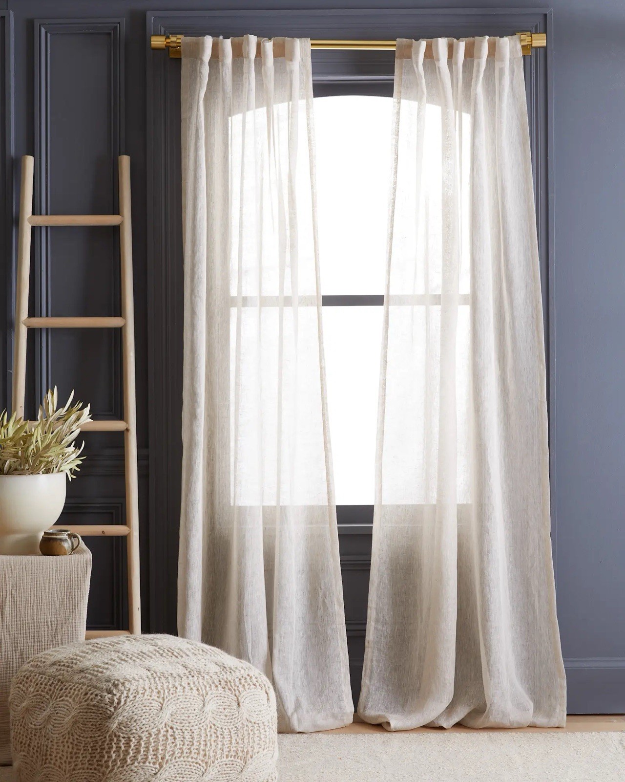 NWOT QUINCE European Linen Sheer Curtain Set (Set of 2) Flax 48” X 96” NWOT