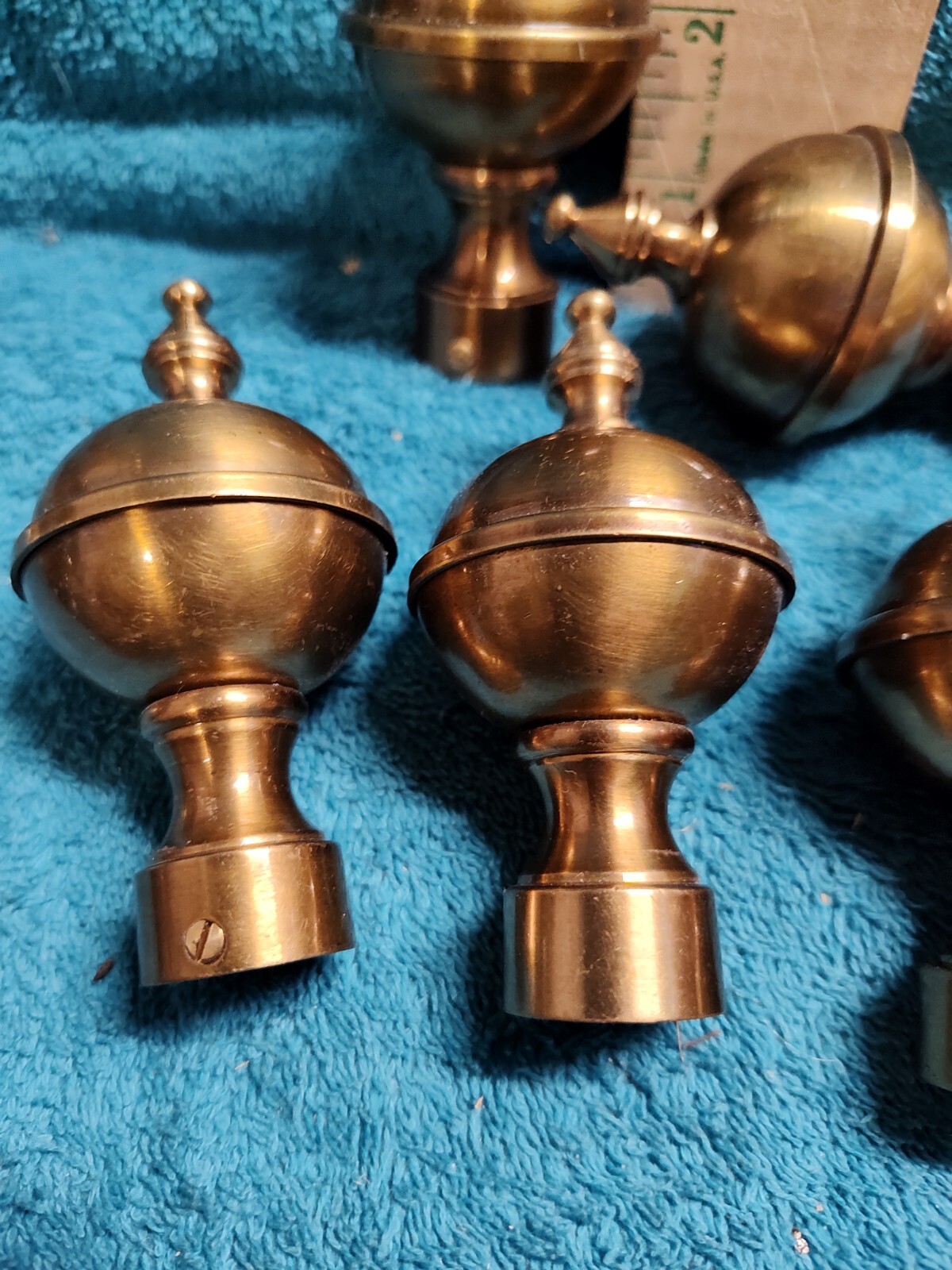 Assorted lots Curtain Rod Finials – Index Lyster / Brass colonial / Black+silver