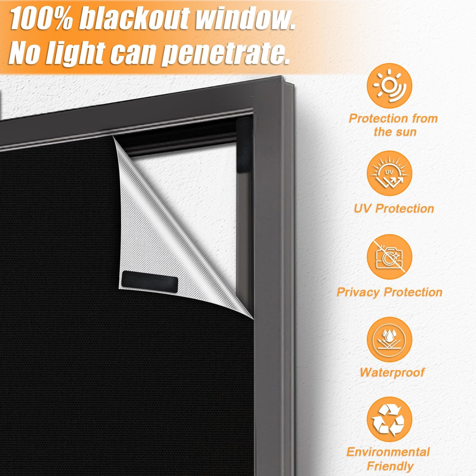 100% Blackout Window Cover, Portable Blackout Curtains for Bedroom Cuttable N…