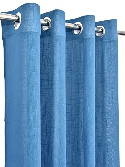 Linenweaves Cotton Linen Solid Window Curtain Set With Eyelet Rings 4.5ft x 5 ft