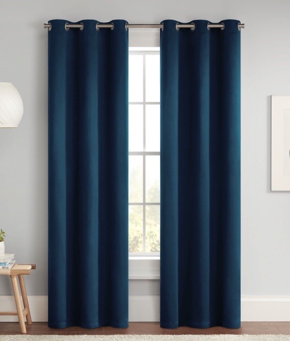 Darrell Indigo Solid Polyester 37 in. W X 84 in. L Grommet Blackout Curtain