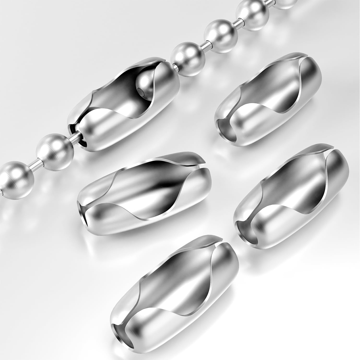 30PCS Beaded Chain Connector, Stainless Steel 4.5mm #10 Ball Chain Cord Connecto