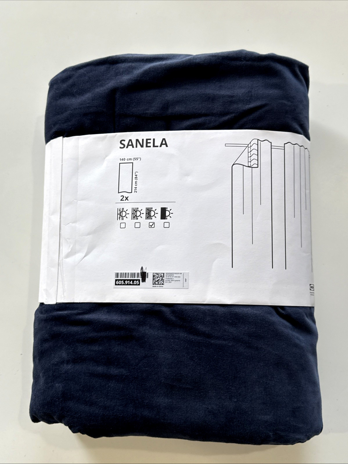 IKEA Sanela Velvet Curtains 2 Panels (1 pair) 100% Cotton Dark Blue 55″ x 84″