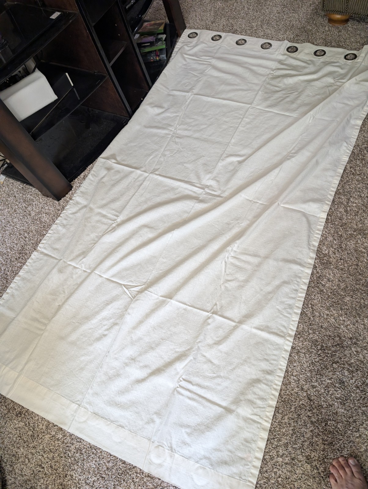 2 Tan Grommet Top Curtain Panels Solid Textured Light Filtering 44 x 80 Each