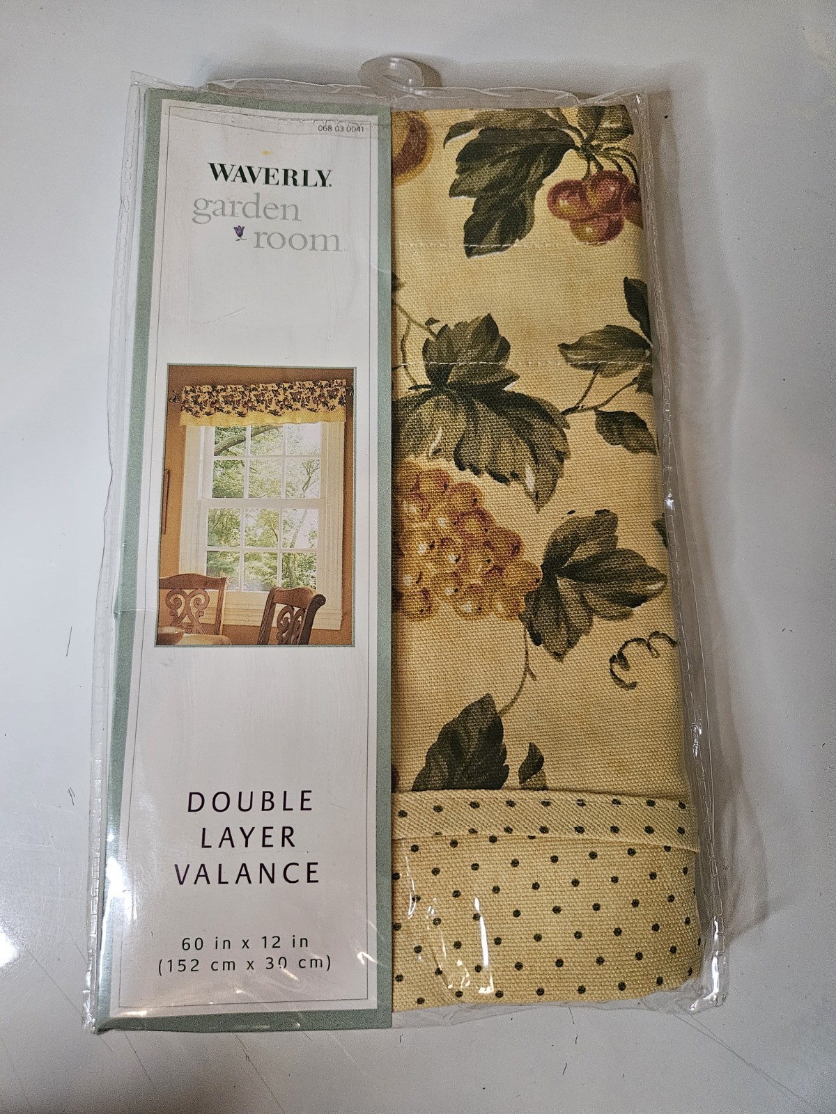 Waverly Garden Room Floral Manor Fruit Double Layer Valance 60″ x 12″ Gold New