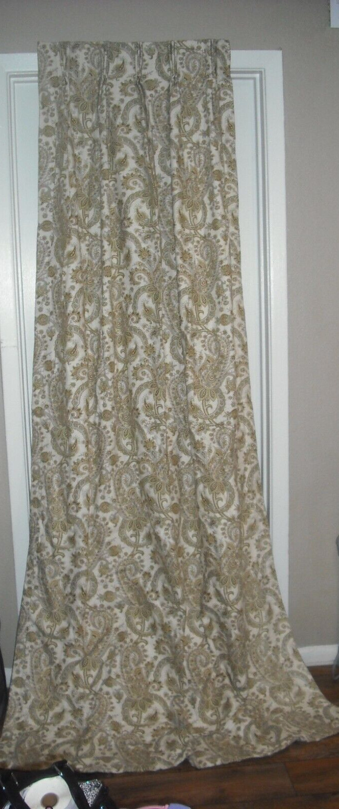 2 Pair Gorgeous CUSTOM Pinch Pleat Drapes Curtains Paisley 25″W x 96”or 102″L