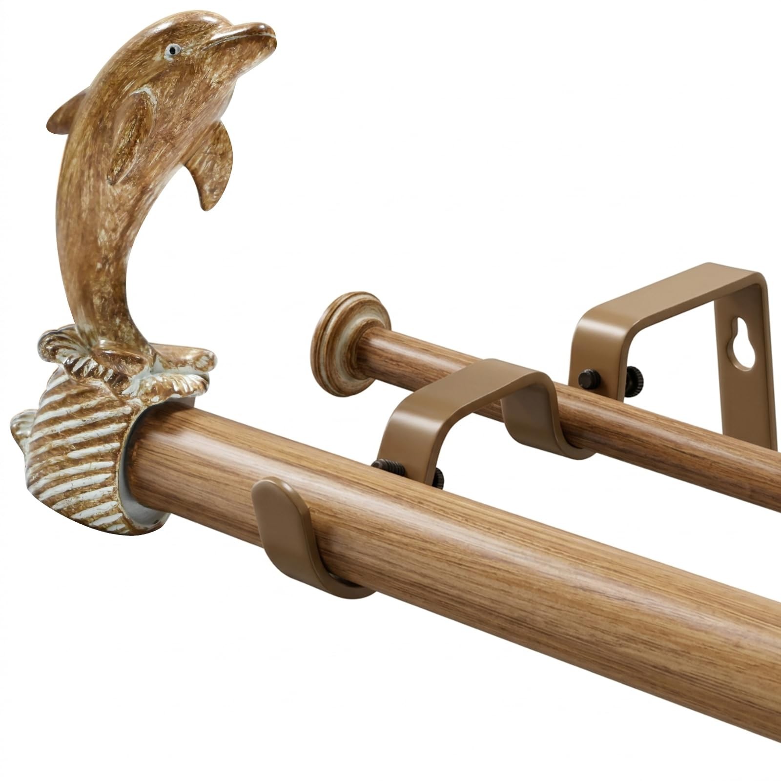 Wood Double Curtain Rods for Windows 72 to 144 Inches, 1-Inch Heavy-Duty Adju…