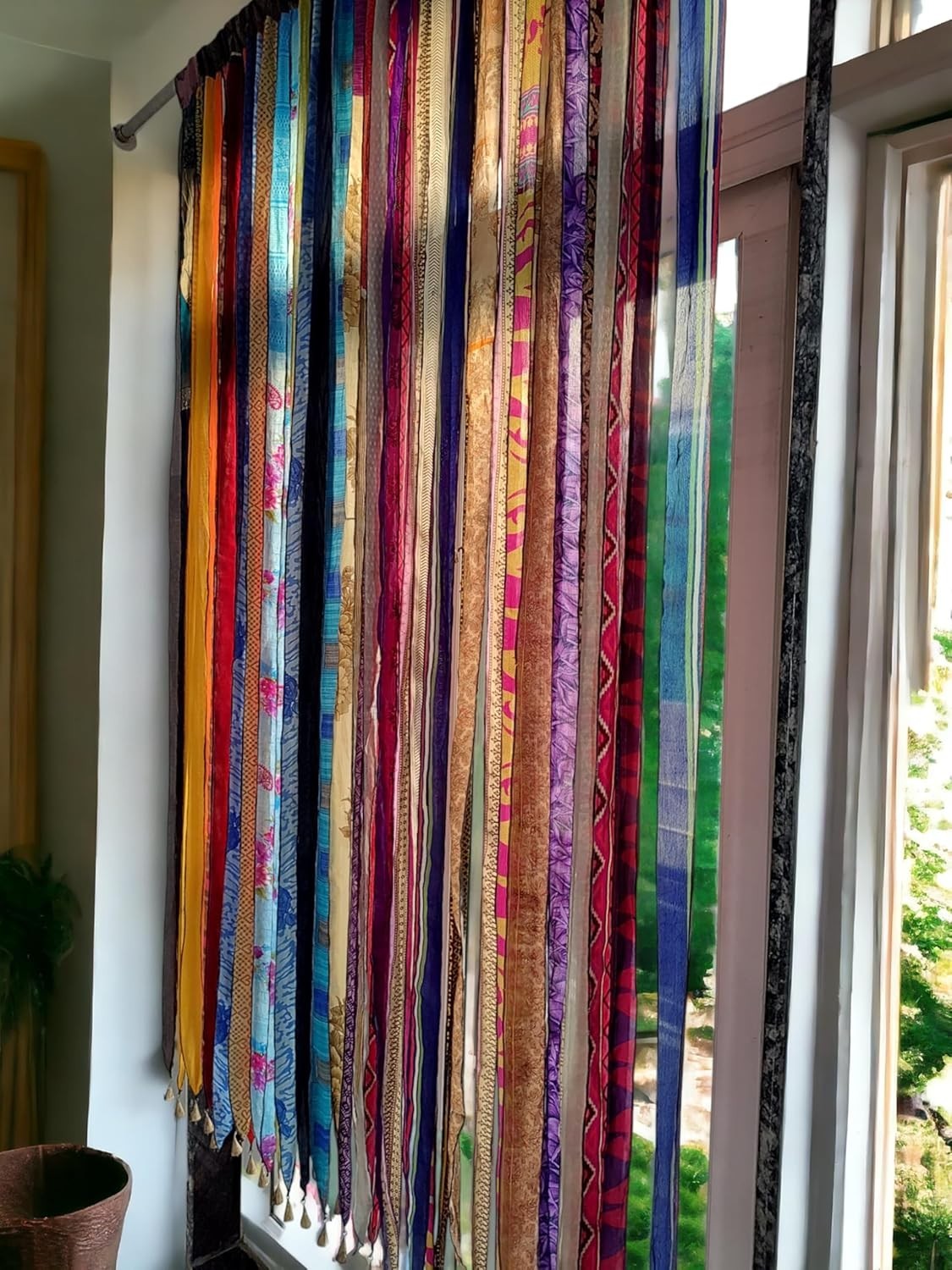 Boho Chic Recycled Silk Sari Curtain 85″ Hippy Bohemian