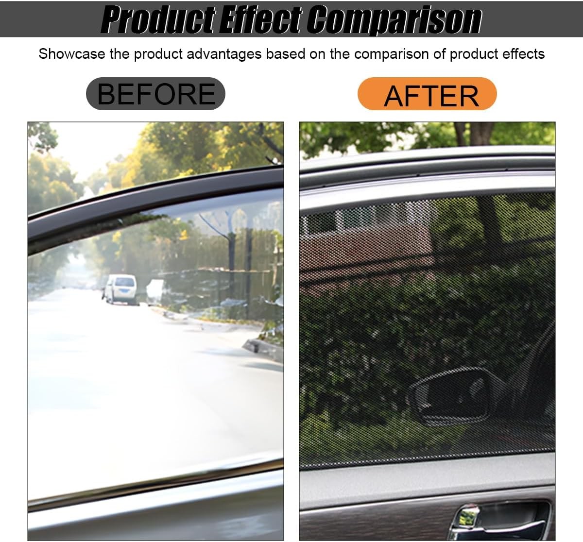 4PCS Universal Static Cling Car Window Sun Shade, Reusable Washable Sunshade