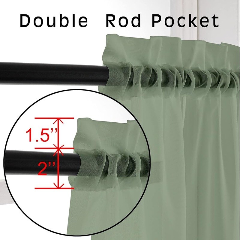Sheer Voile Curtains Light Filtering Drapes Panels Easy Install Privacy Decor