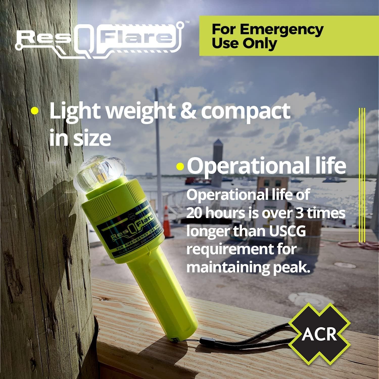 Waterproof ResQFlare E-Flare with Distress Flag – Safe, Lightweight & Compact