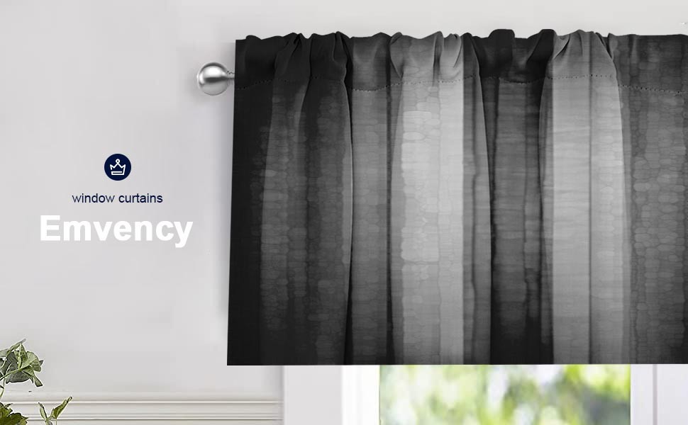 2 Pack Dark Grey Valances Window Treatments, Gray Striped Abstract Blackout