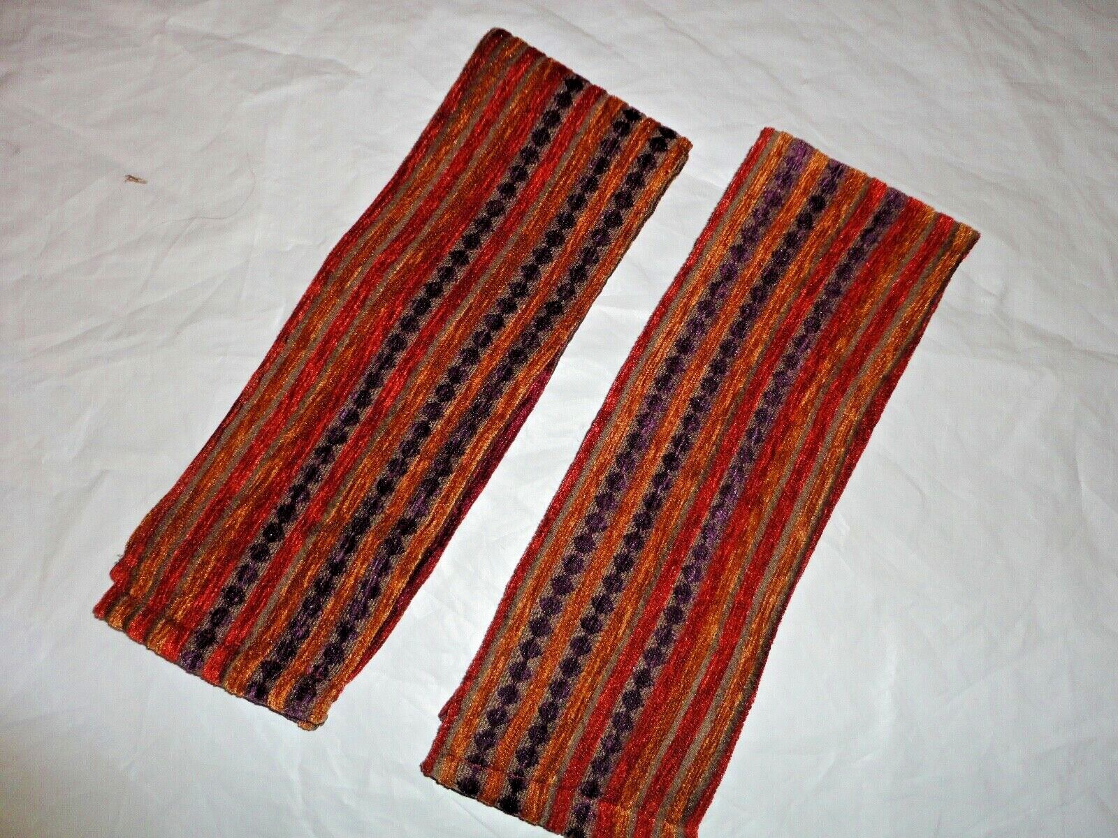CROSCILL PLATEAU CHENILLE RUST SOUTHWESTERN STRIPE (2) CURTAIN TIEBACKS 4″ x 23″