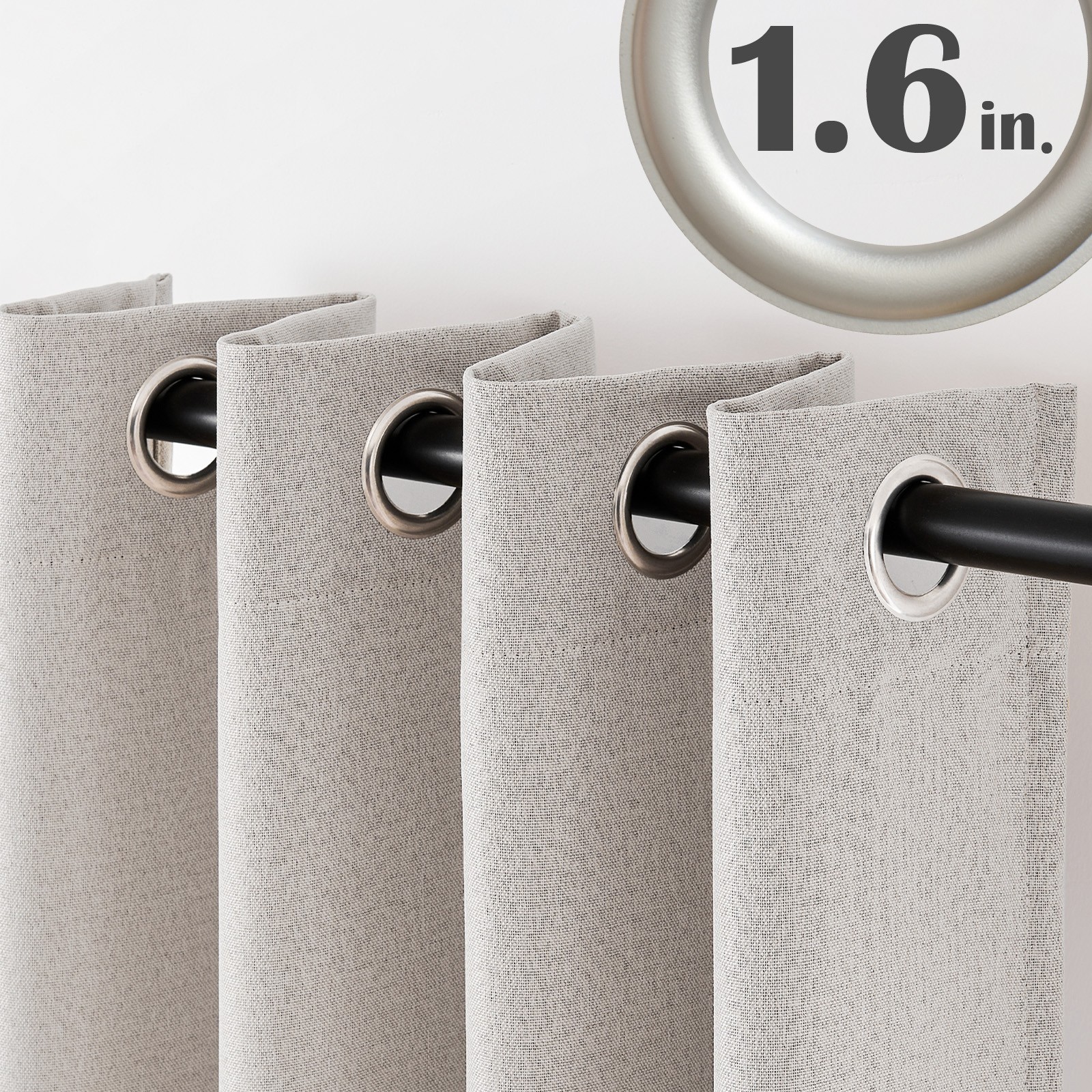Linen Textured Blackout Curtains Bedroom Single Panel Thermal Grommet 84″ L