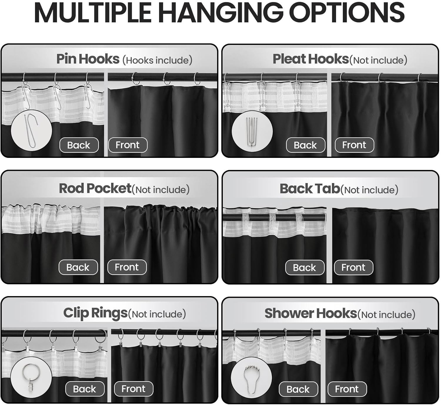 Versatile Room Divider Curtains for Ceiling Track or Rod, 52-180 Inch Wide