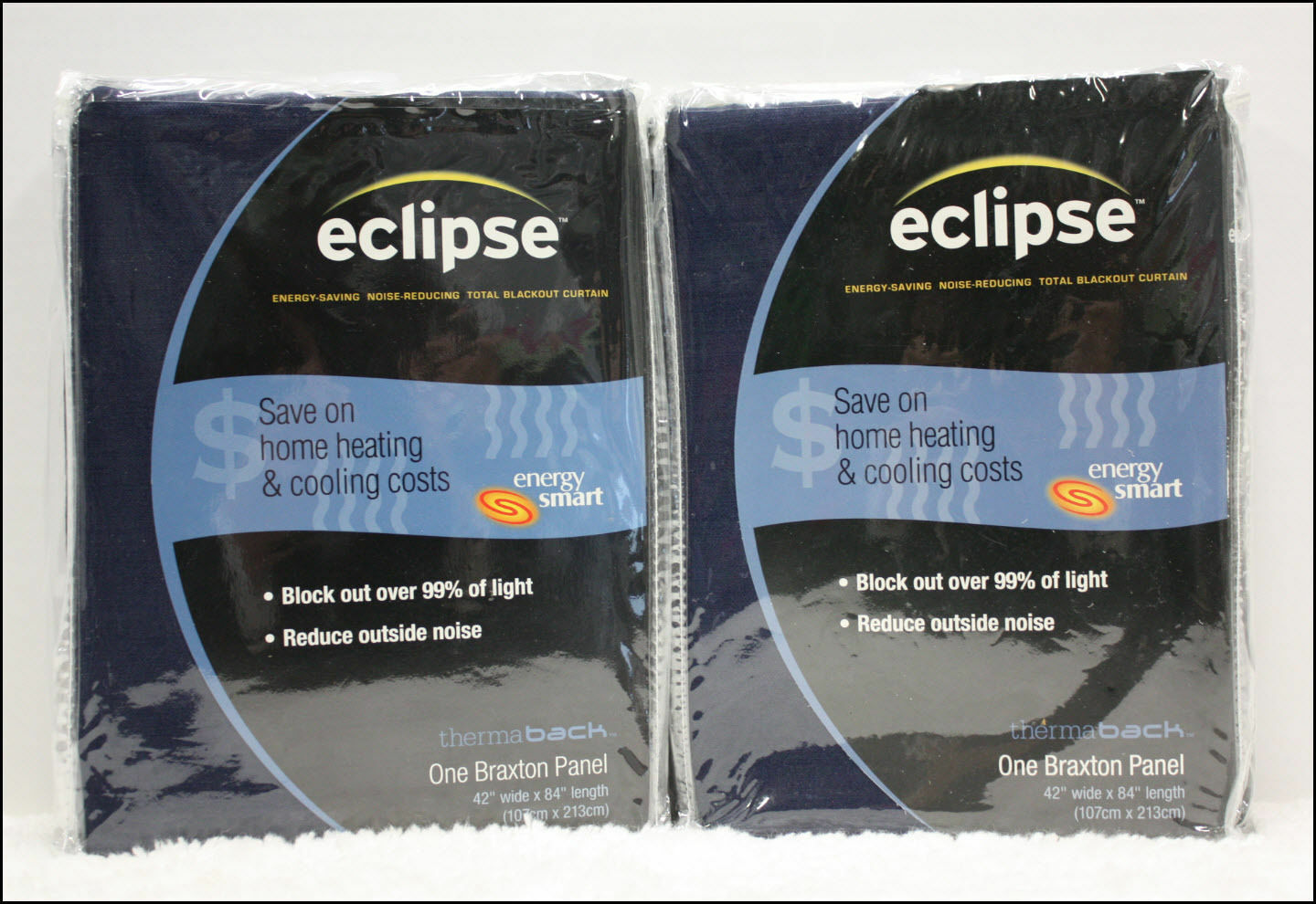 2 PANELS – Eclipse BRAXTON Drapes Curtains – THERMAL BLACKOUT – 84″ Long BLUE