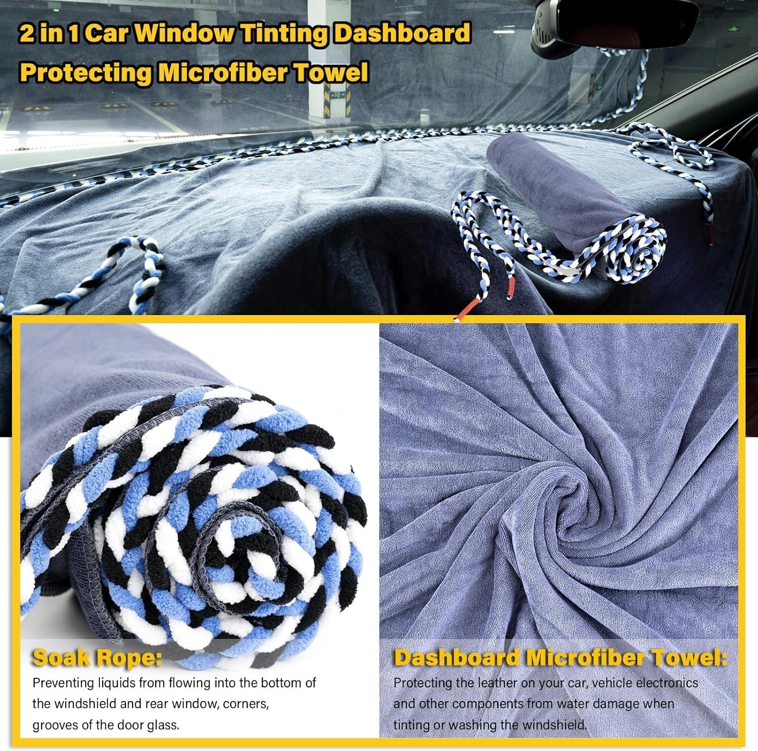 Window Tint Dash Cover Towel Absorbent Car Dashboard Protection Microfiber To…