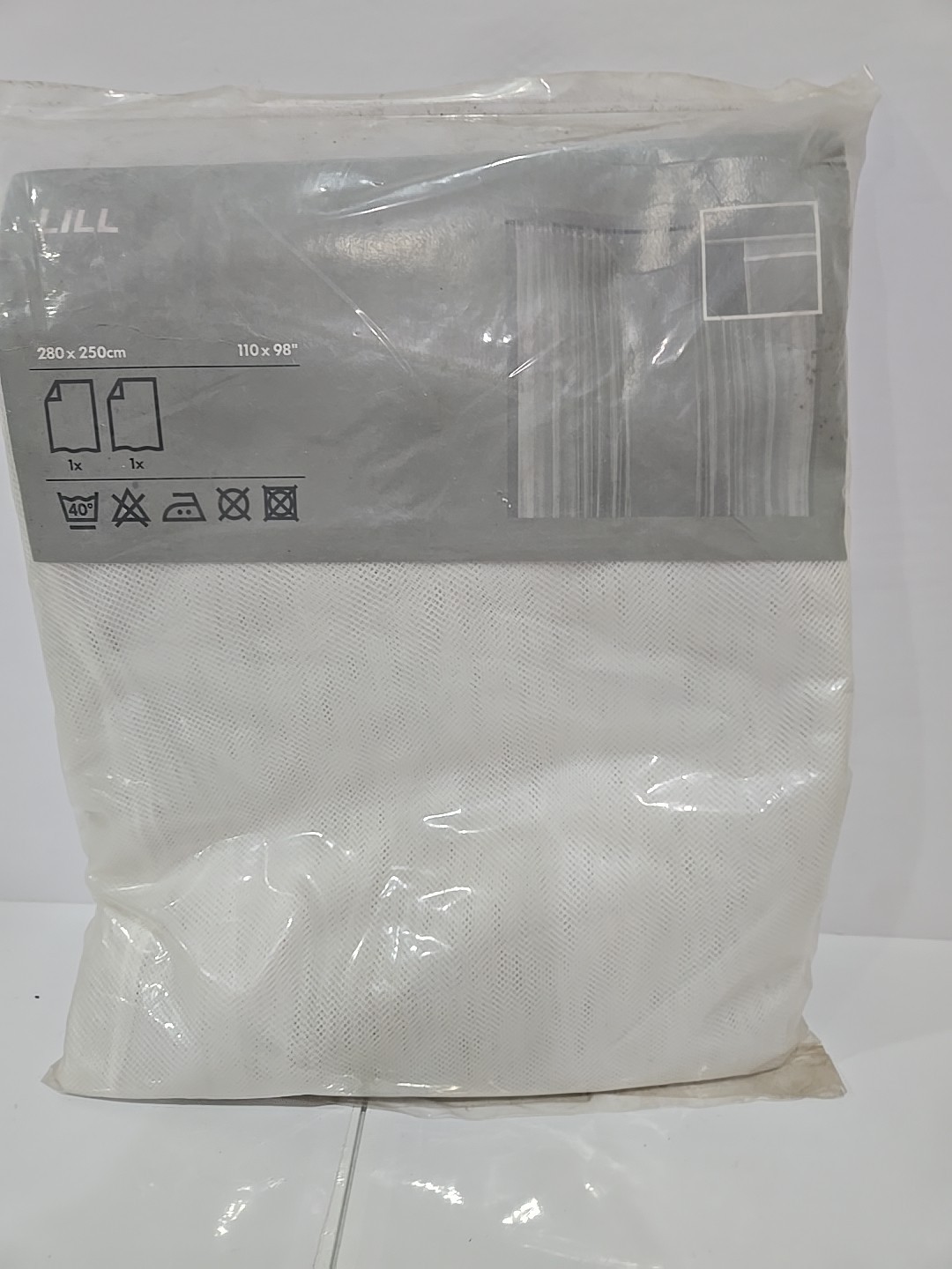 New IKEA LILL Curtains Lace Net White 1 Pair Panels 110×98″ Canopy Room Divider