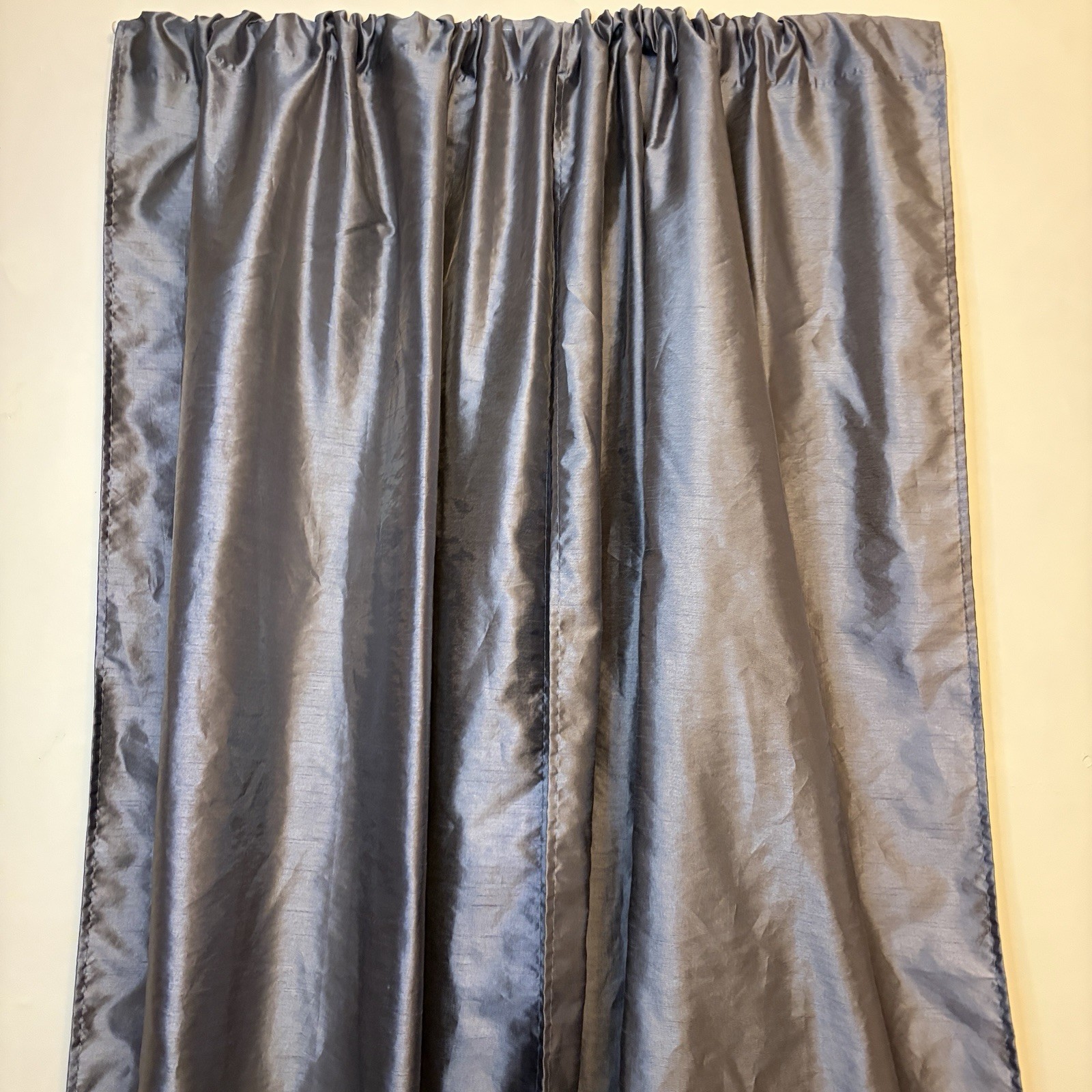 Metallic Gray Floor Length 36”x 84” Plain Rod Pocket Panel Curtains Set Of 2