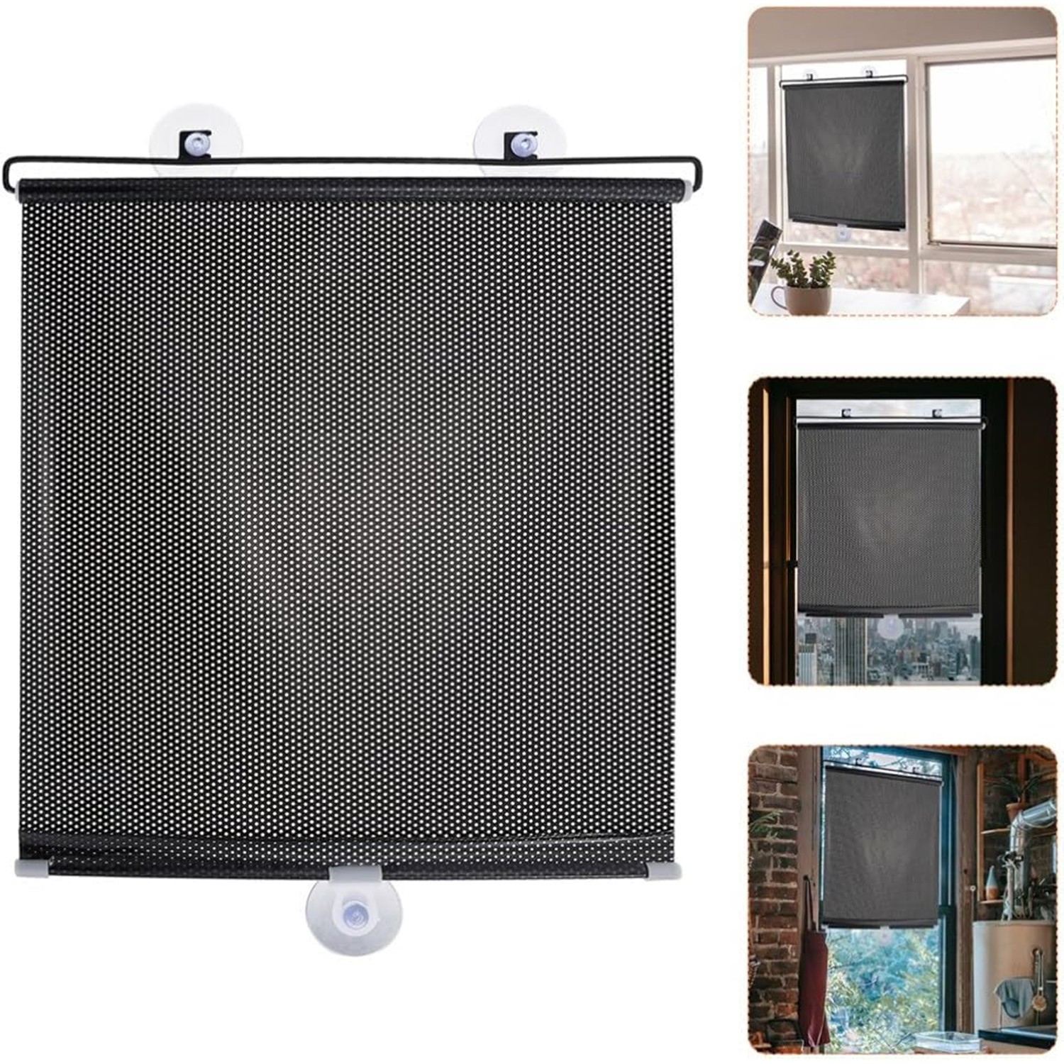 Window Shade with Suction Cup Sun Curtain for Kitchen Retractable Privacy Screen