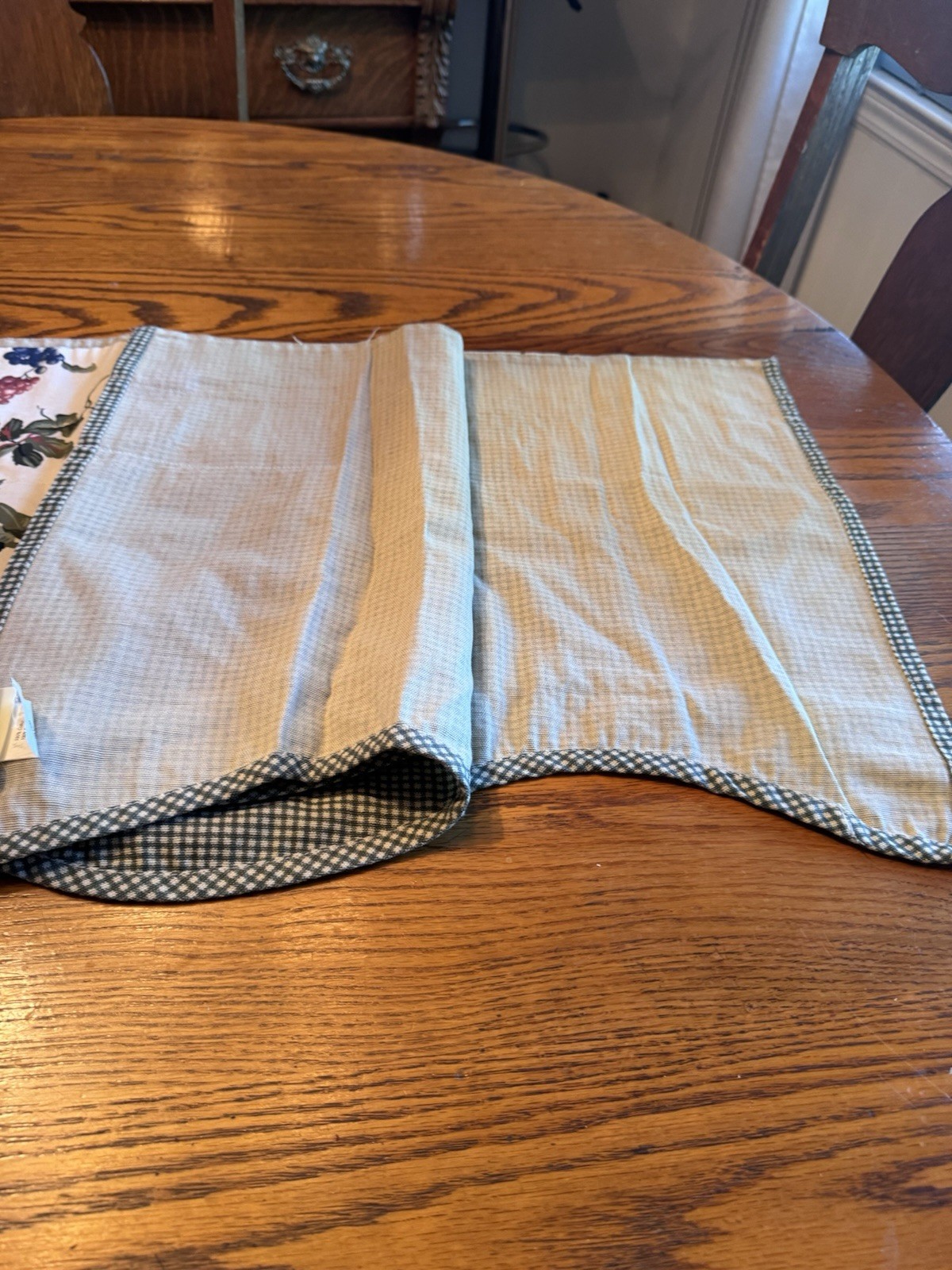 Waverly Valance Orchard Trail Scalloped Green Gingham Grapes Check 74 x 16″ FrSh