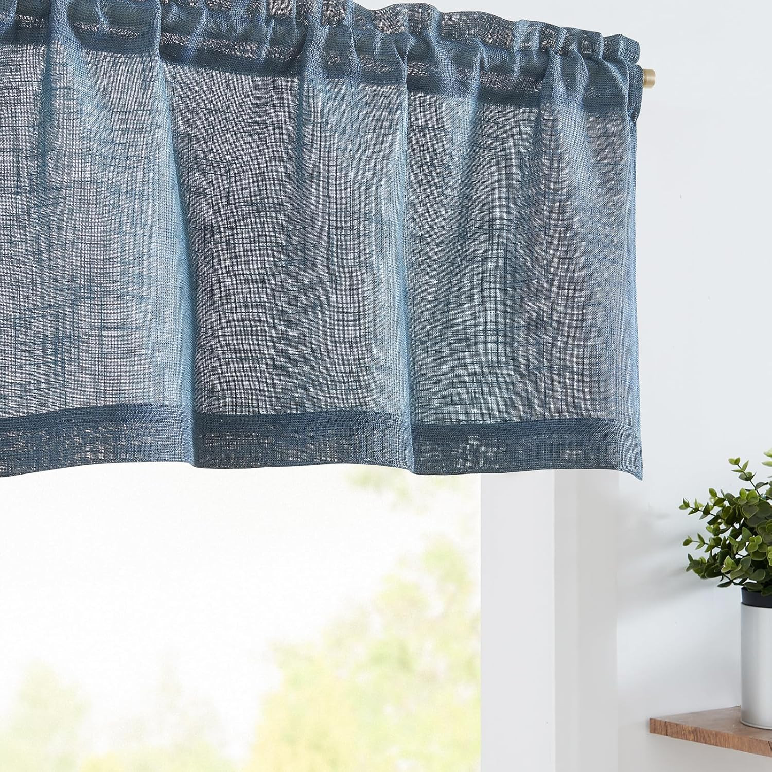 Sheer Valance Curtain Linen Textured Valance for Kitchen Living Room Bedroom Voi