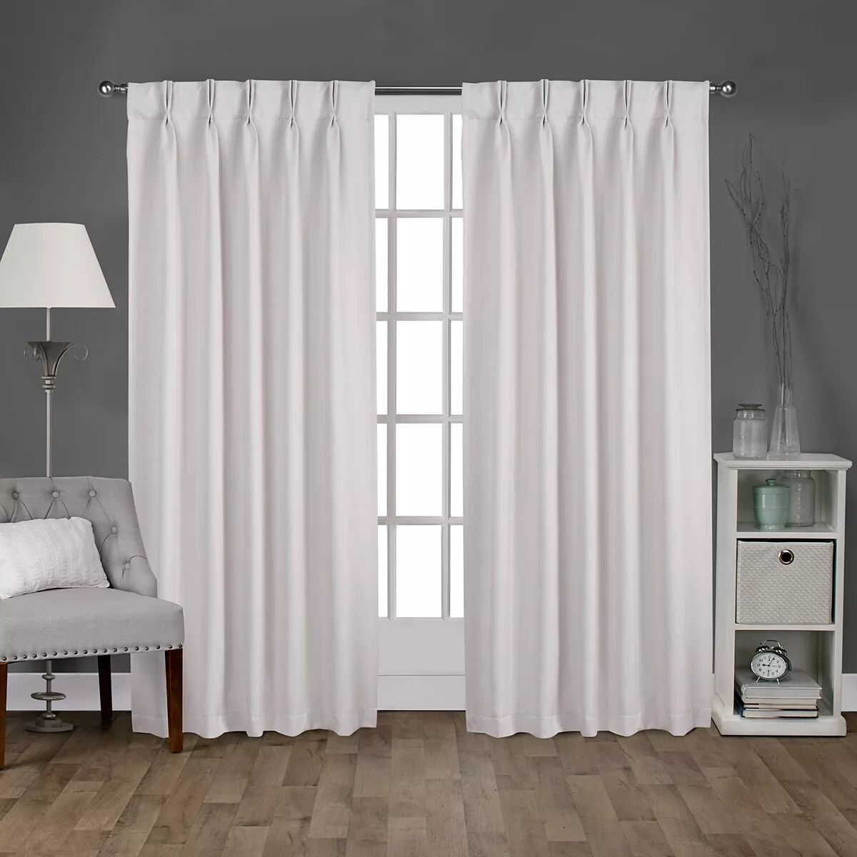 Drapery – ❤️Off White Poly Linen Fabric – Pleated Black out Lined 84″ W x 96″ L