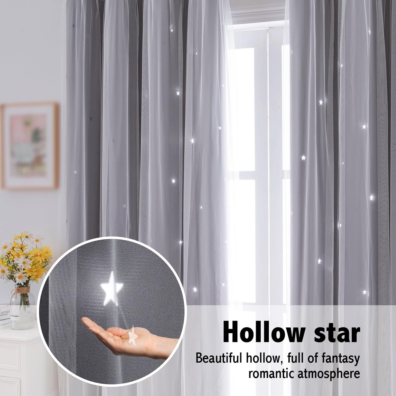 indistar Star Curtains for Bedroom Star Hollow Out Blackout Curtains for Kids Ro
