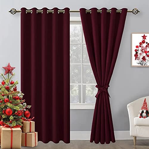 Blackout Curtains for Bedroom, 60 x 84 Inches 60″W x 84″L (Pack of 2) Burgundy