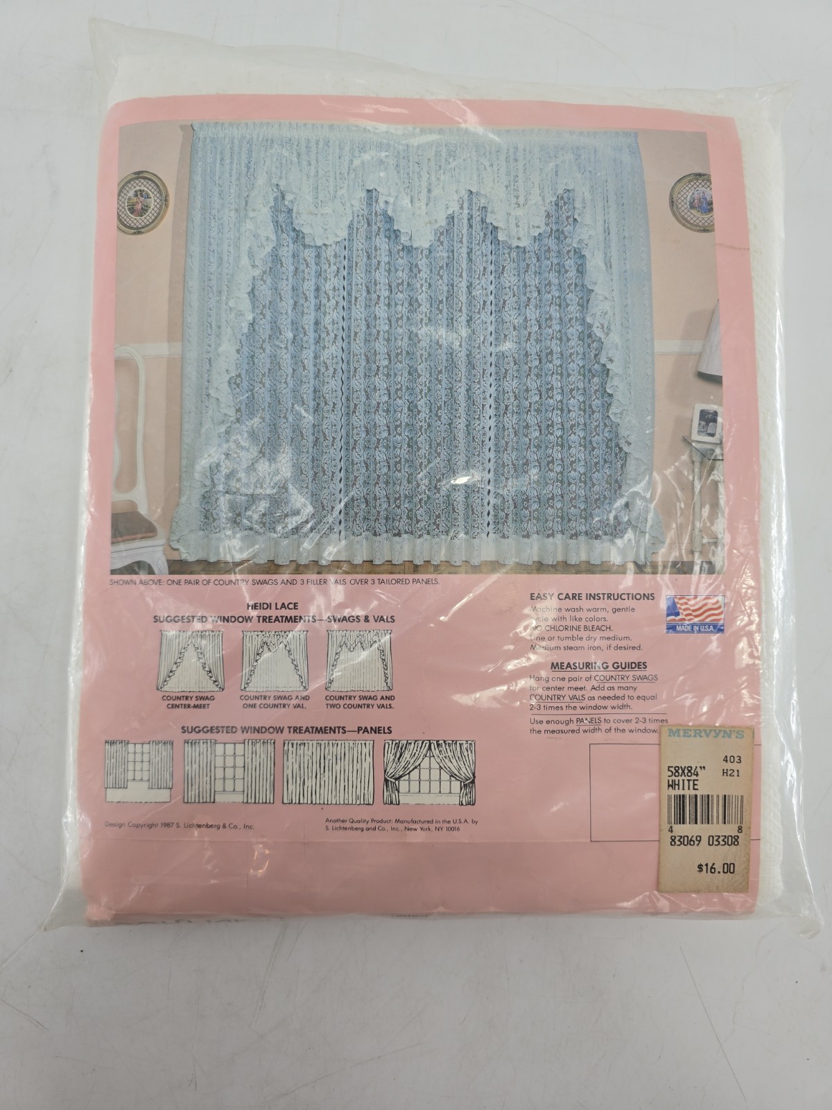 New – HEIDI LACE EGGSHELL 58×84” One Panel – Made In USA 1987