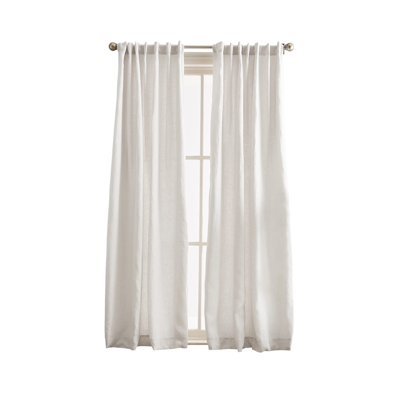 Peri Home 100 Linen Back Tab Lined Curtain Panel Pair 84 White 1D8074Lgwt