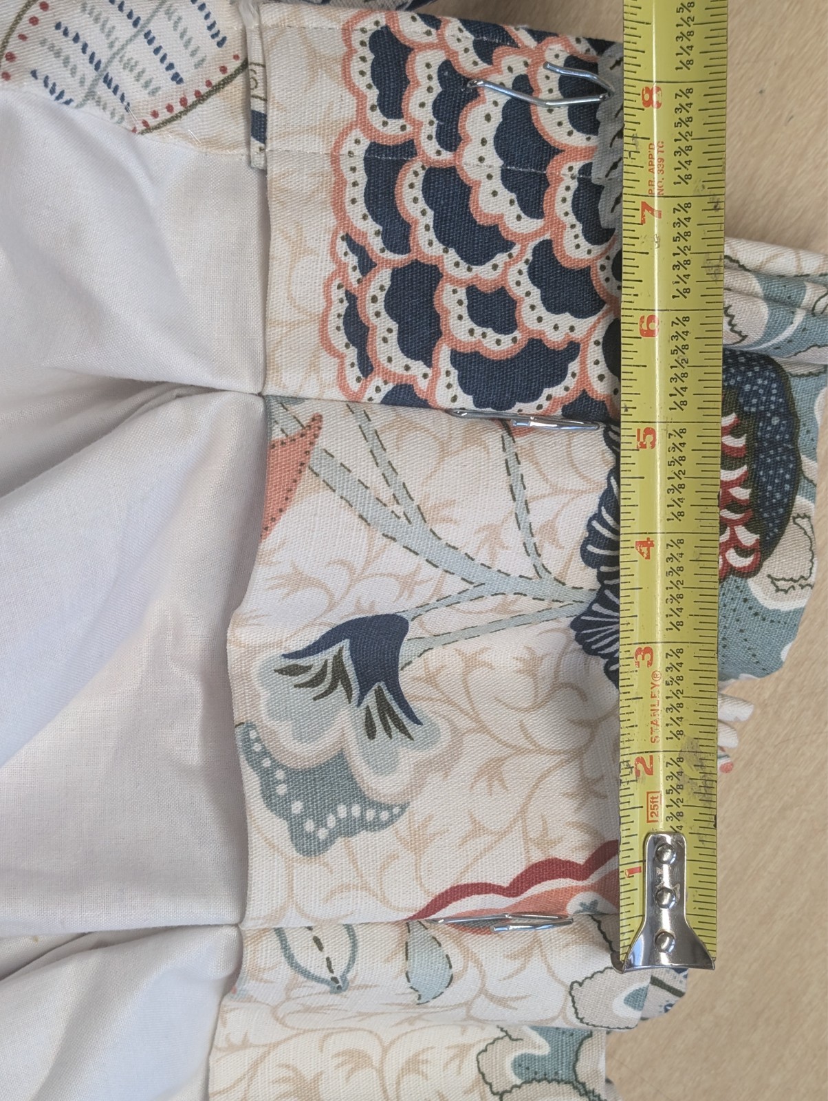 Custom Professional Drapery 80″ Panel – Duralee “Chilvers” – Mint / Red l 98.5LG