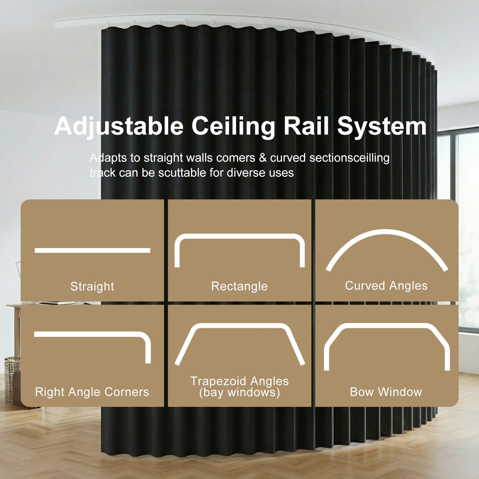 Flexible Ceiling Track Room Divider Curtains – Blackout Drapes for Sliding Doors